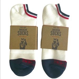 2x NWT MADE HERE Main Street No Show White Unisex Cotton Socks, L/XL